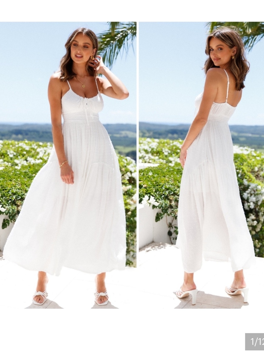 Hello Molly Chain Of Daisies White Maxi size Large Dress size 8 NWT New